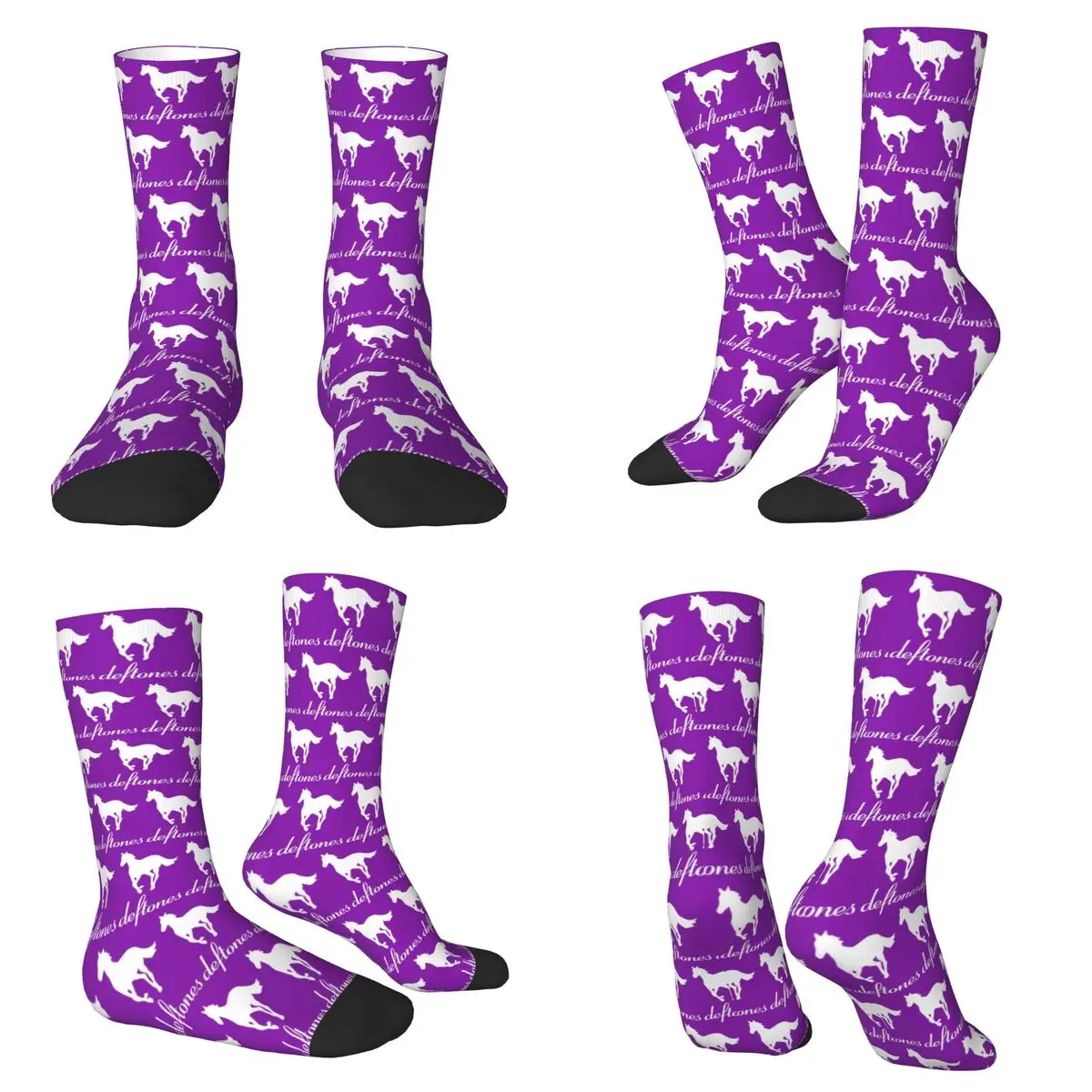 PP Skull Deftone White Ohms Around (5) Socks Harajuku Sweat Absorbing Stockings All Season Long Socks for Man's Woman's Gifts