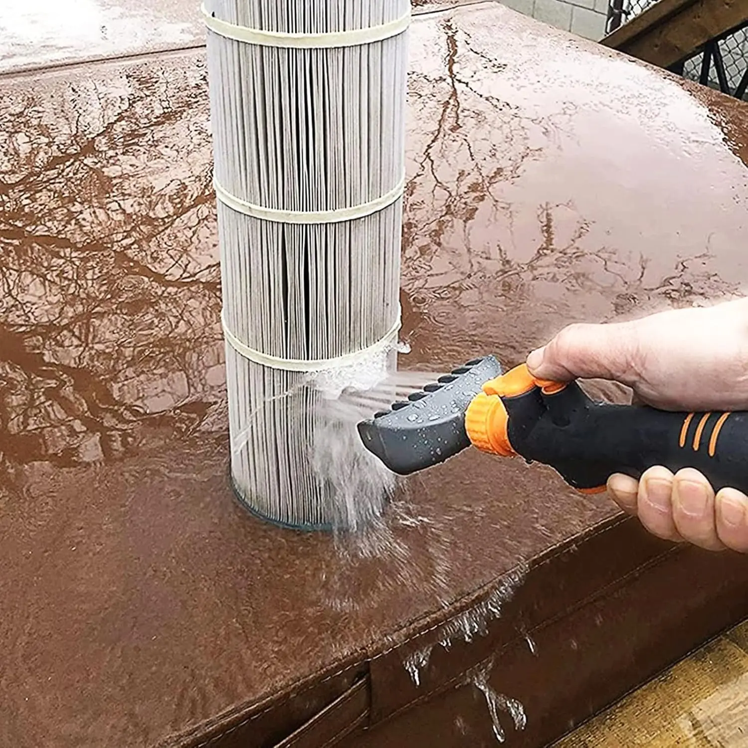 1 limpiador de filtro para bañera de hidromasaje y filtro de cartucho de piscina cepillo de limpieza de mano
