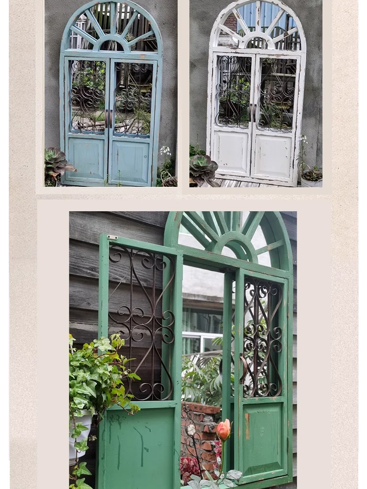 Handmade Vintage Window Mirror with Arched Top