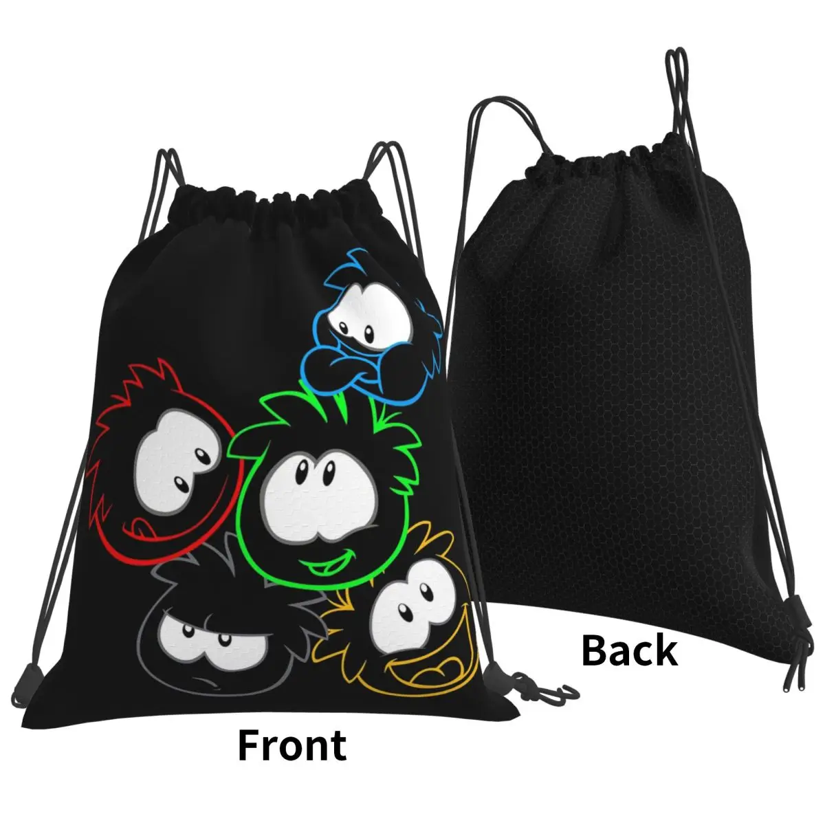 Club Penguin Puffle Group Backpacks Multi-function Drawstring Bags Storage Bag Book Bags for Travel Students