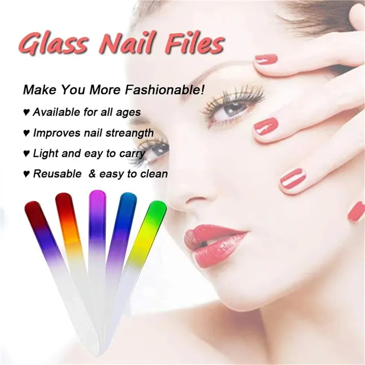 1pcs Professional Colorful Glass Nail Files strip Double-Sided Transparent Gradient Crystal Polished DIY Manicure Tools Supplies image 6