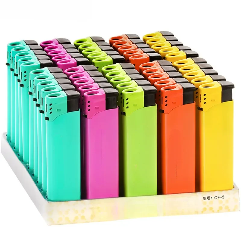 

50-pack Flame Metal Lighter Supermarket Hotel Windproof Rechargeable Butane Lighter Men's Cigarette Lighter Gift Wholesale New