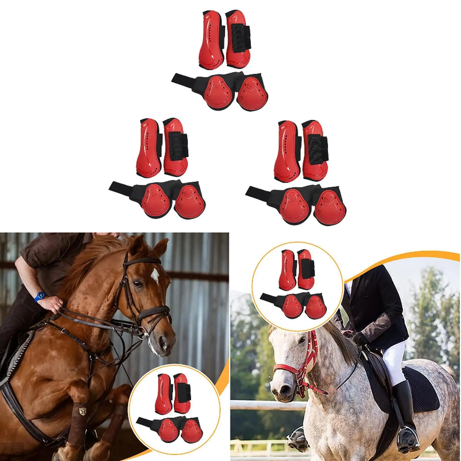 

4 Pieces Horse Tendon Boots Protective Gear Shock Absorbing Adjustable Open Front and Hind Fetlock Boots Leg Protection Guard