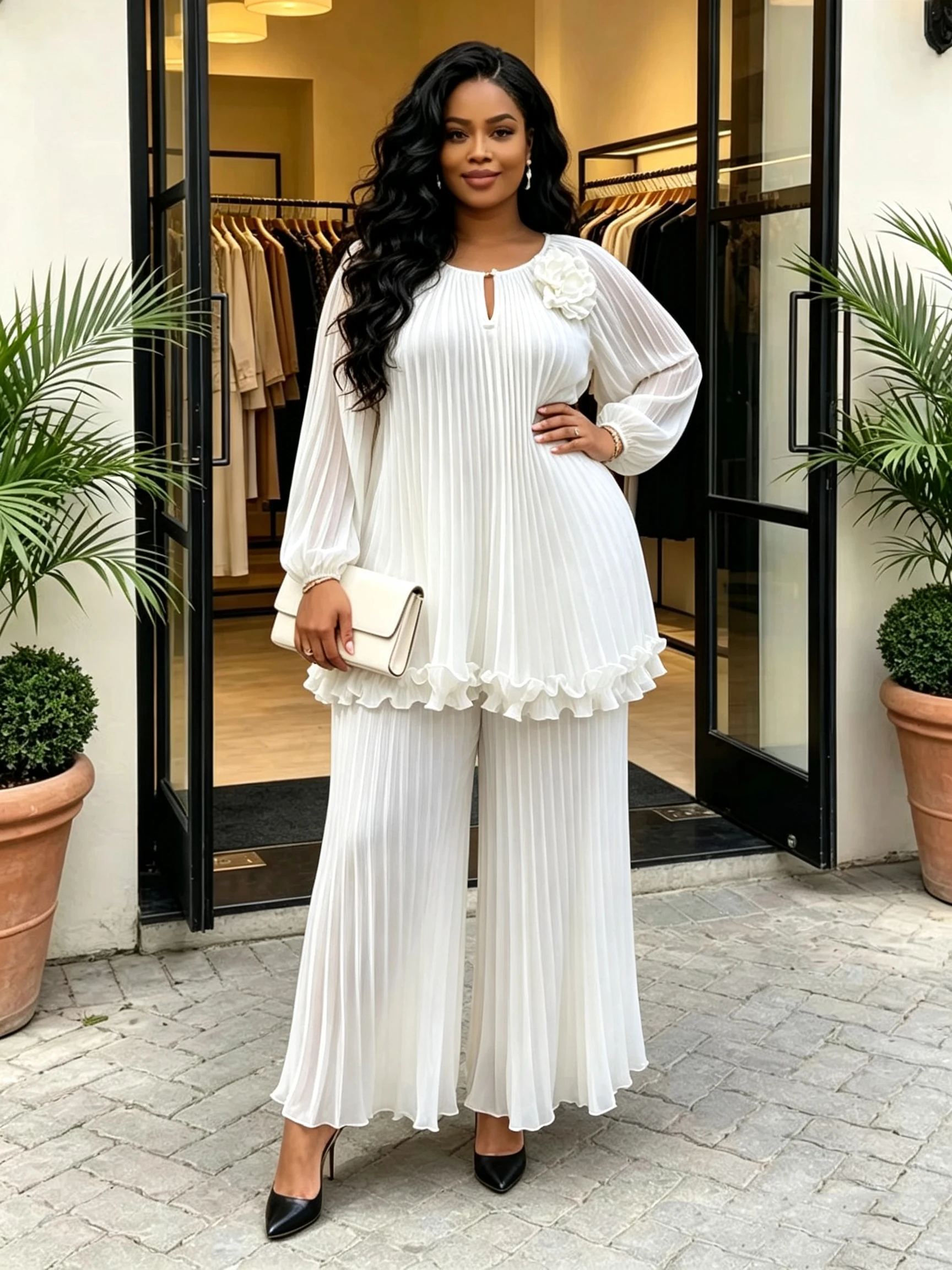 African Dresses Clothes for Woman Set Nigerian Traditional Outfit Miyake Pleated Robe Africaine Wedding Party Tracksuit 2026