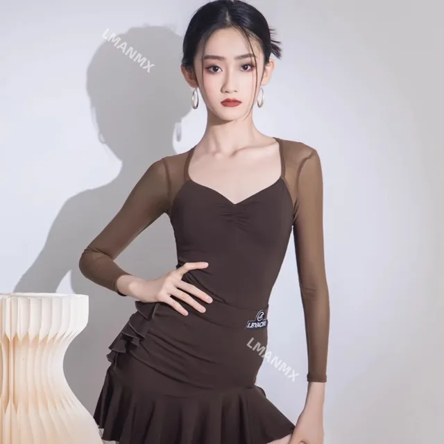 

2024, новое летнее платье для латинских танцев, танцевальное платье для девочек, костюм для выступлений