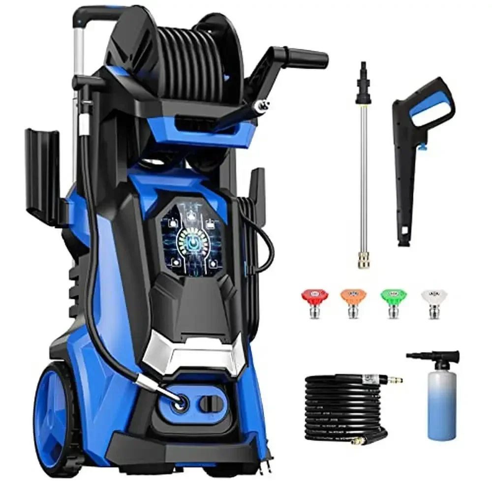 

Electric Pressure Washer 4500 PSI 3.2 GPM Smart Control 3 Levels Adjustment Brass Connectors Total Stop System 5 Nozzles Kit