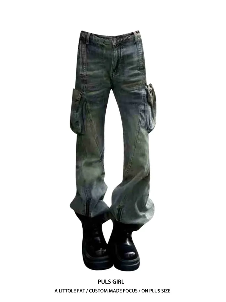 

Ретро-джинсы американского стиля больших размеров для женщин: прямые, повседневные, с низкой посадкой, износостойкие, с эффектом похудения, свободного кроя