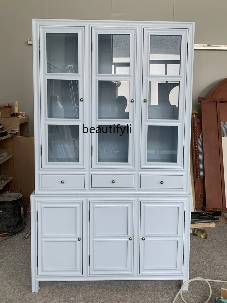 Black Storage Cabinet New Classical Multifunctional Solid Wood Bookcase Living Room Storage Cabinet Customization