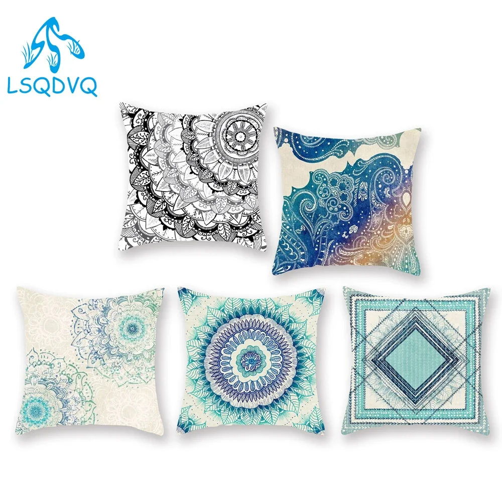 Decorative Pillows Case Polyester Mandala Boho Geometric Pillow Cushion Covers Case Sofa Home Decor Pillowcase 45x45cm