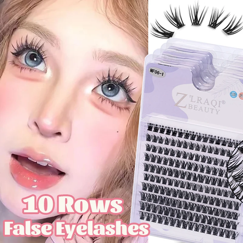 Individual Cluster False Eyelash Makeup 10Rows Faux Mink Fluffy Manga Eyelash Natural Eyelash Extension 3D Russia Strip Lashes