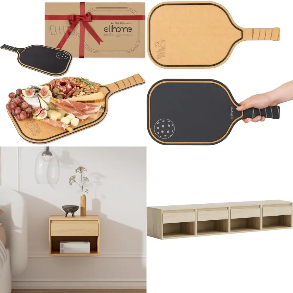 

Pickleball Charcuterie Board with Paddle Shape and Handle, Ideal Gift for Men and Women, Wooden Fiber, 16x8.5 Inches, Perfect fo