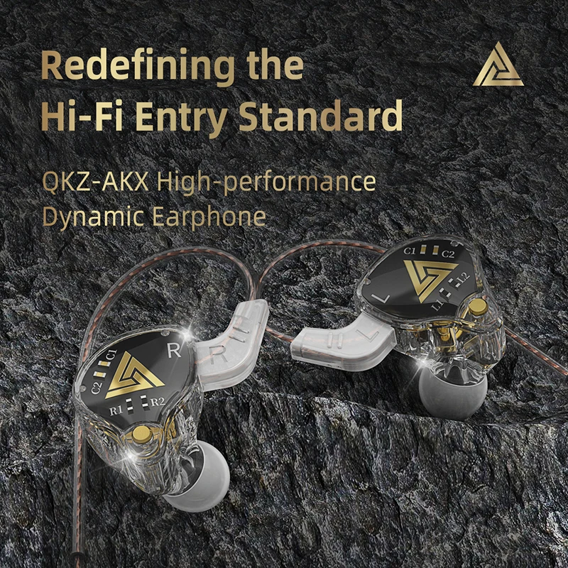 Original QKZ AKX Wired Earphone IEM Monitor Level Headset With MIC HIFI Stereo 3.5mm AUX In-Ear Headphone For Music Game Sport