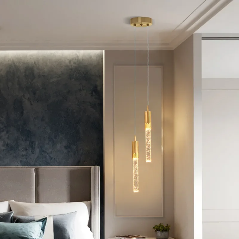 NEW Modern Luxury Crystal Pendant Lamps Home Decor Bedside Hanging Light For Living Room Bedroom Ceiling Chandelier Lights