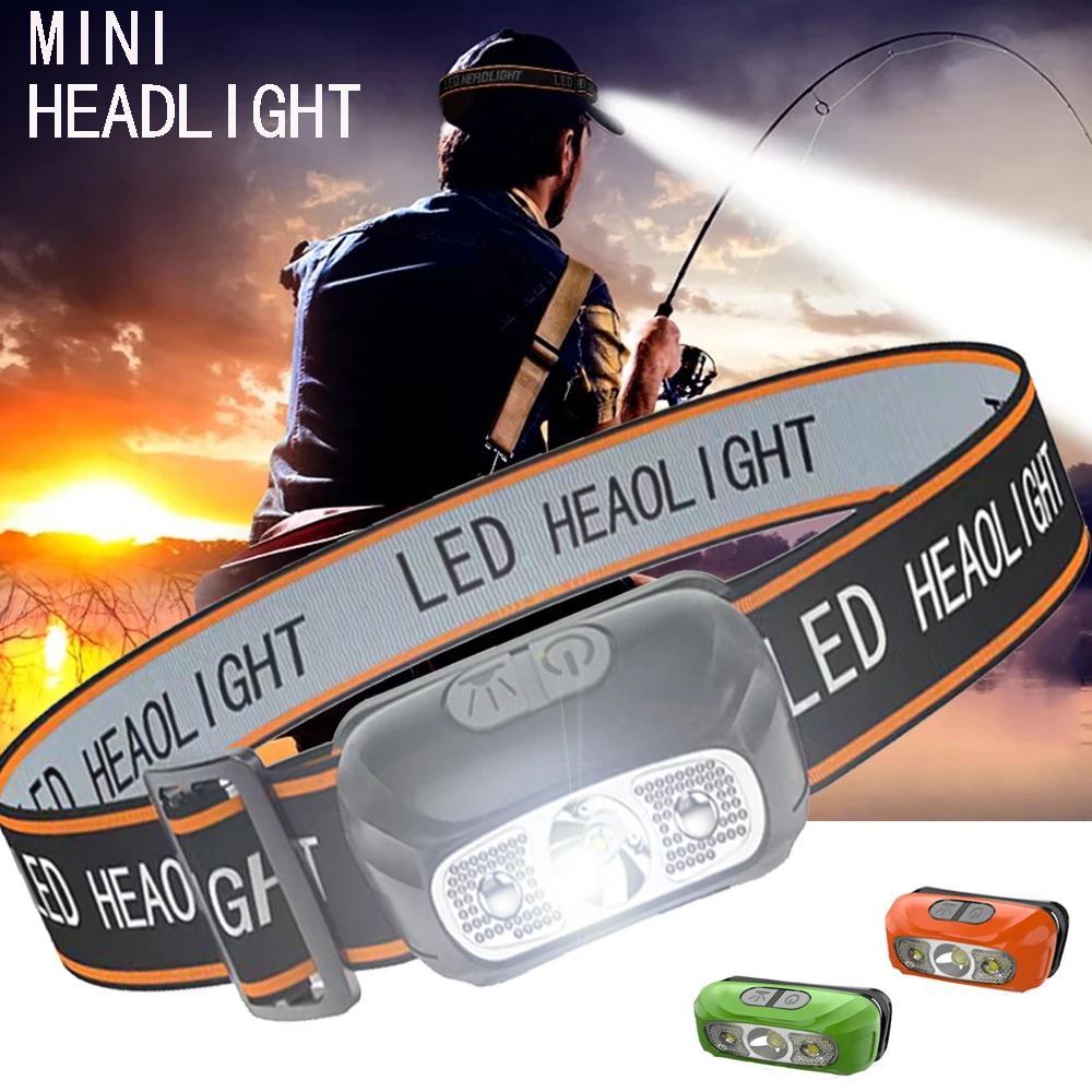 

New LED Headlight Wave Sensing Headlight USB Charging Headworn Night Running Fishing Mini Headlight Powerful Headlamp Headlights