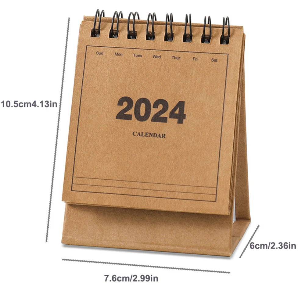 2024 Creative Mini Desktop Small Desk Calendar Student Portable Coil Calendar Planner Notepad Memo Stationery