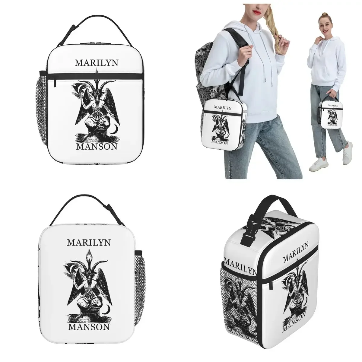 Gothic Marilyn Manson Thermal Insulated Lunch Bag for School Portable Food Bag Thermal Cooler Lunch Boxes