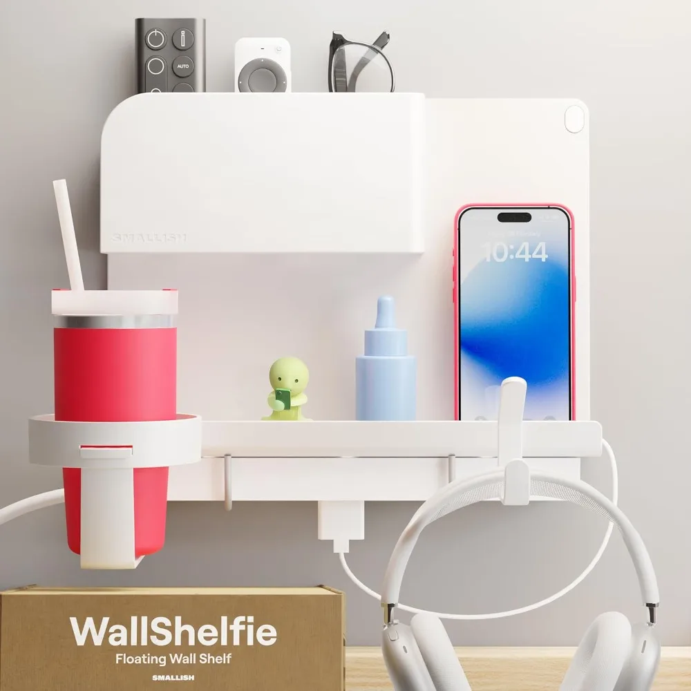 

WallShelfie Bedside Wall Organizer - Room Decor, Dorm Room Essential, Floating Bedside Shelf Wall Mount, Makeup Organizer, Remot
