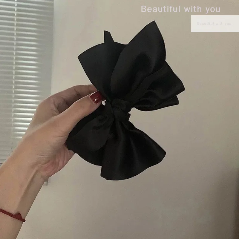 

Big Satin Black Bow Hair Catch Clips Hairpin Hair Clip Back Head Hair Clip Headwear Korean Accessory Fashion Hair Accessories