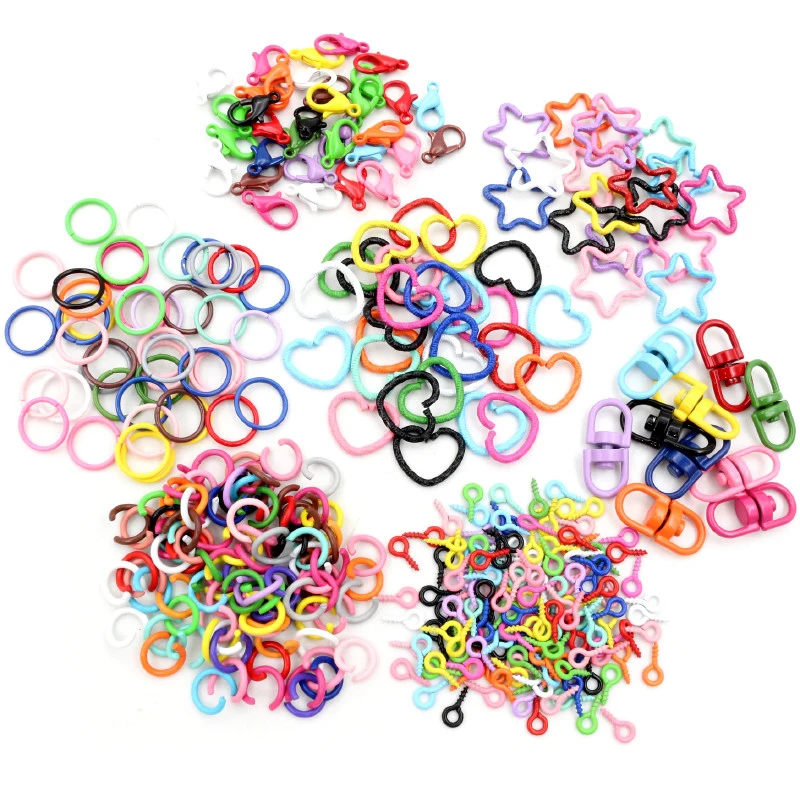 

Colorful Mixed Alloy Split Jump Rings Lobster Clasp Eyelets Screw Pins Keychain Rings DIY Jewelry Making Accessories Supplies