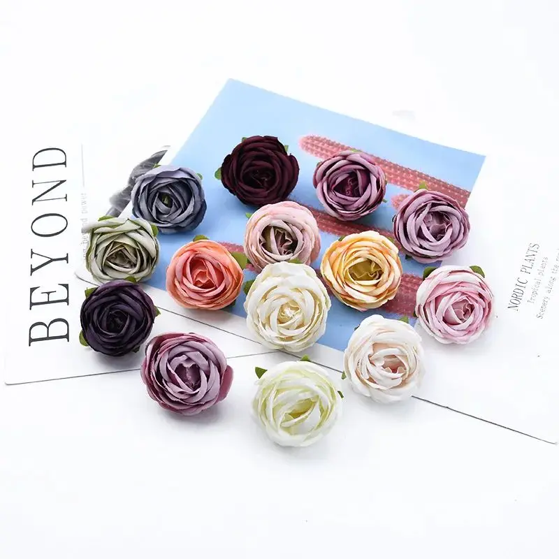 20/40pcs Artificial Flower Silk Rose Head Wedding Outdoor Garden Home Decor Accessories Diy Gift Candy Box Christmas Wreath