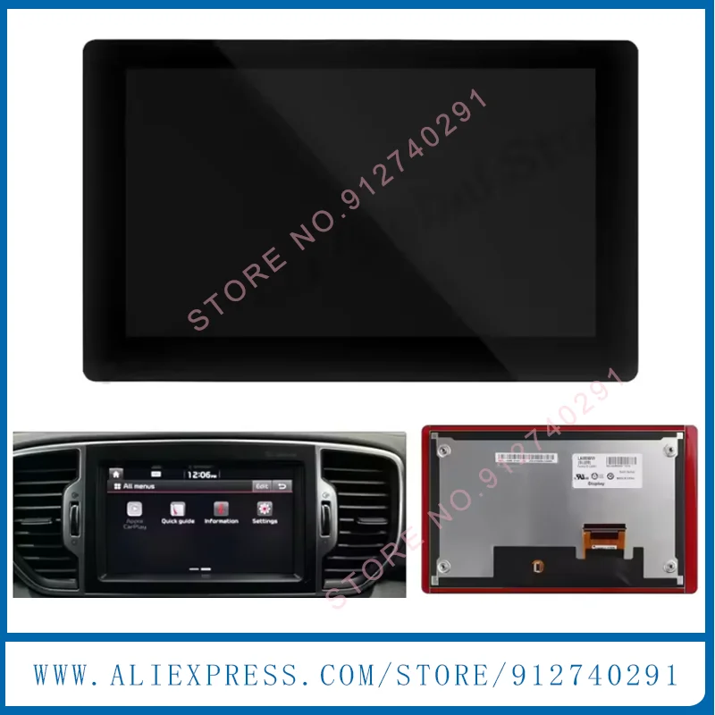 Original 8 Inch LA080WV9-SL02 LA080WV9-SL04 LA080WV9-SL06 LA080WV9-SL08 LCD With Touch Screen For Kia-Niro Navigation Radio