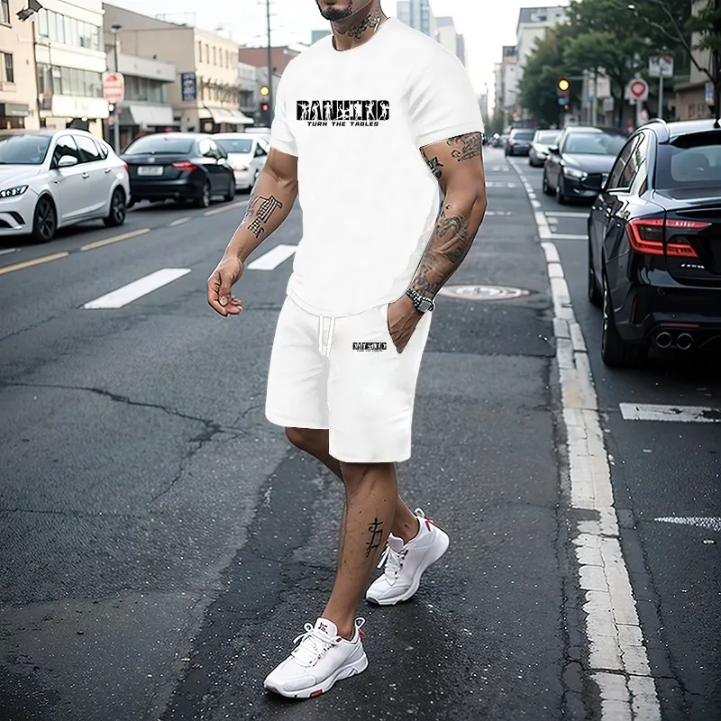 Summer men\'s set fashionable sports set men\'s short sleeved T-shirt+sports shorts set men\'s casual men\'s clothing men\'s jogg