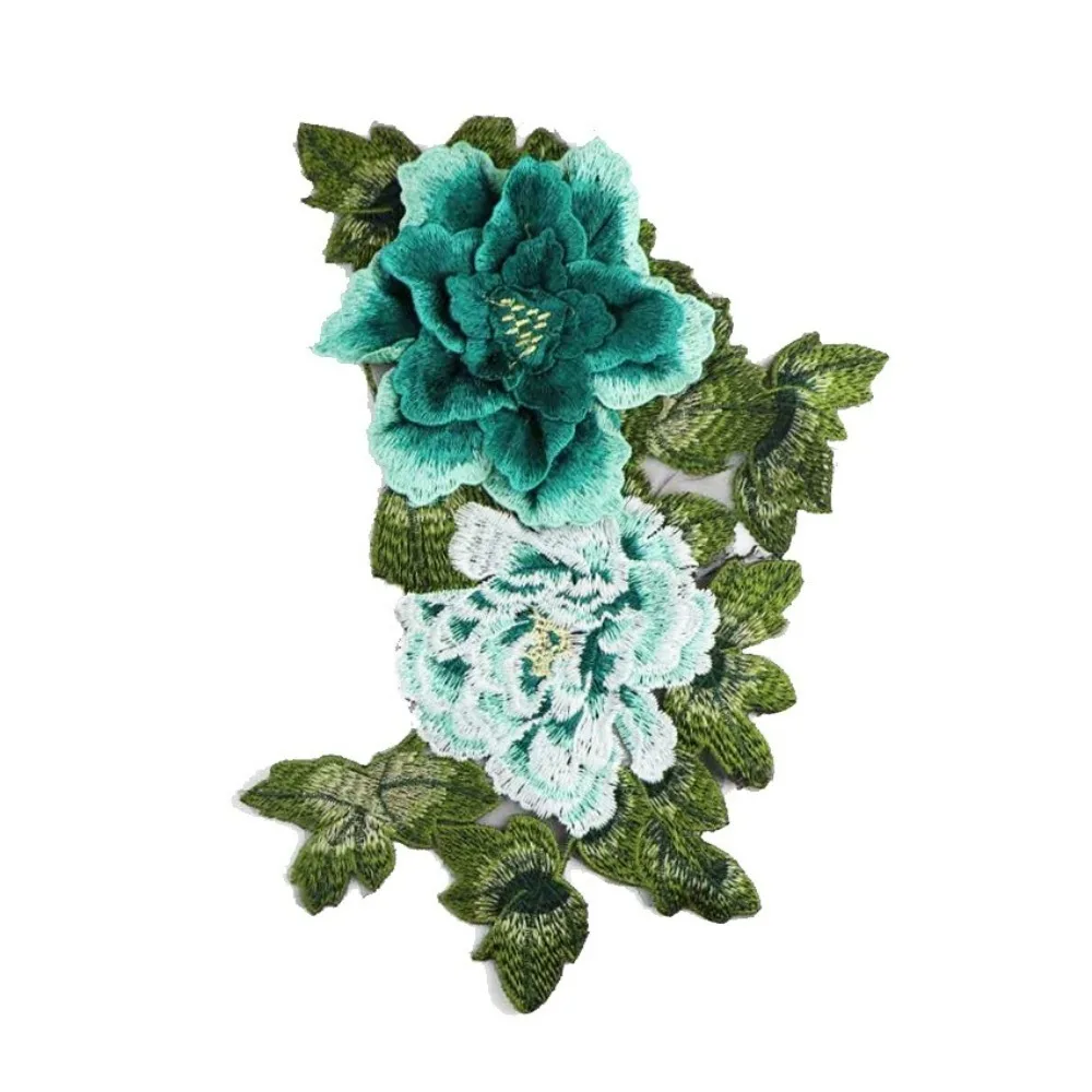 

Embroidered Peony Flower Patches Sew on Sticker Large Flowers Patch Diy Decoration Removable Sew Patches Wedding Gown Dress
