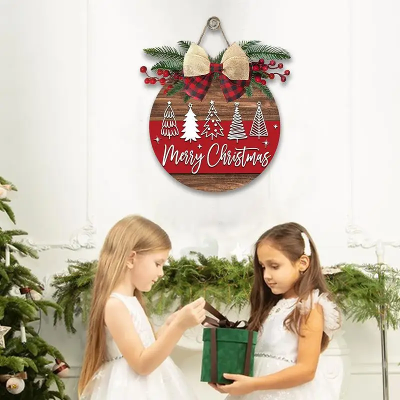 

Christmas Signs 11.8 Inch Wooden Wreath With Bow Christmas Door Hanger For Porch Farmhouse Outdoor Wall Tree Fireplace Party New