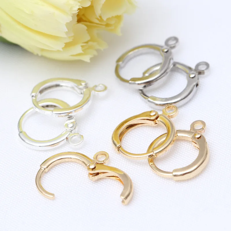 

10 pieces 11.5 MM 14k Gold Color Plated Round Earrings Hoop Earring Clip Making DIY Jewelry Findings Accessories