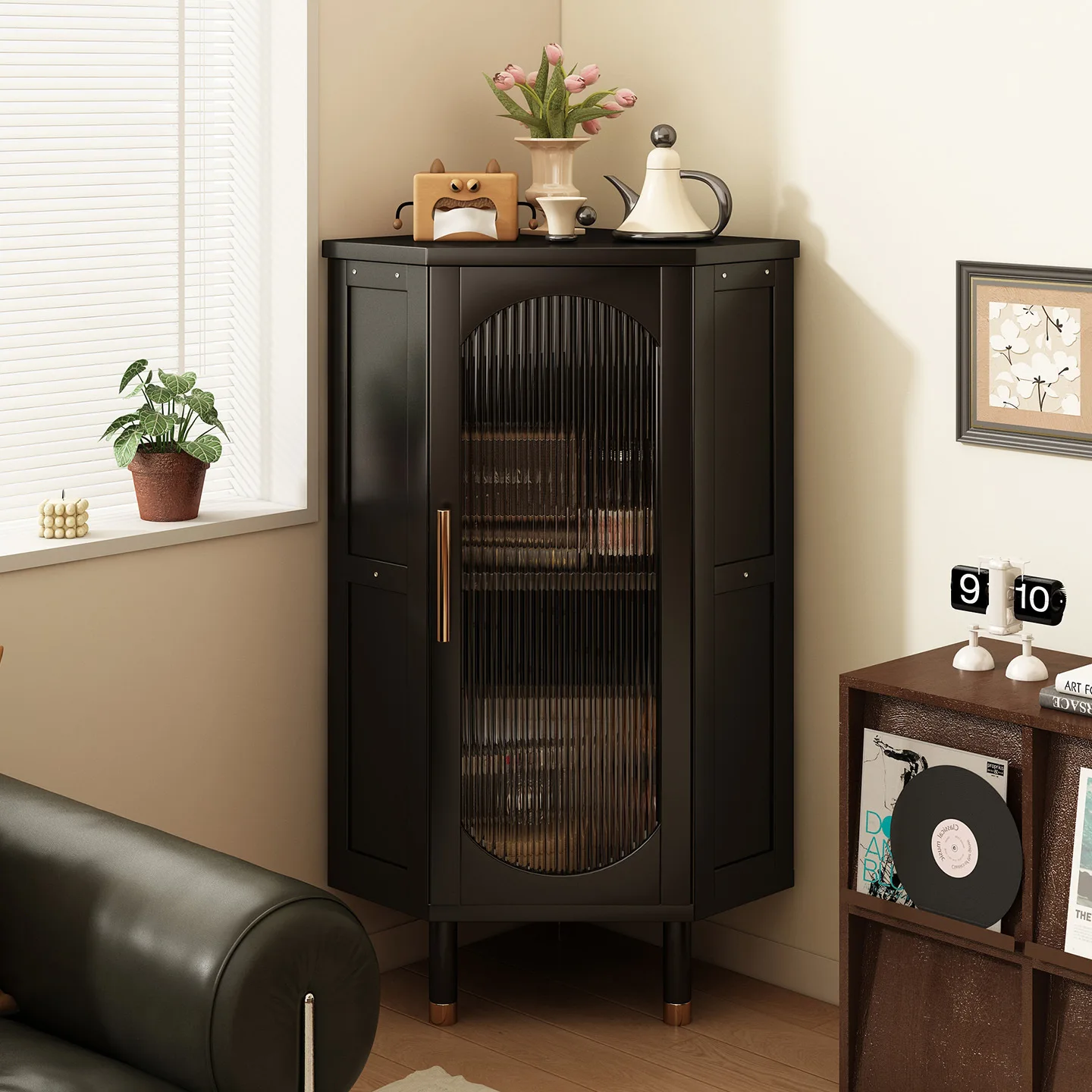 Mehrschichtig, Regal, Zuhause, Wohnzimmer, minimalistisch, Spind, Figur, staubdicht