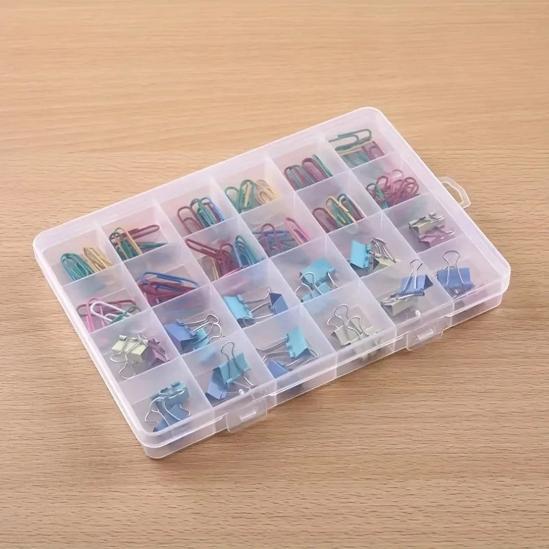 Caja de almacenamiento de plástico con compartimentos para pastillas, joyas, cuentas, pendientes, organizador con 24 compartimentos, caja de joyería de gran capacidad, cuadrada, transparente