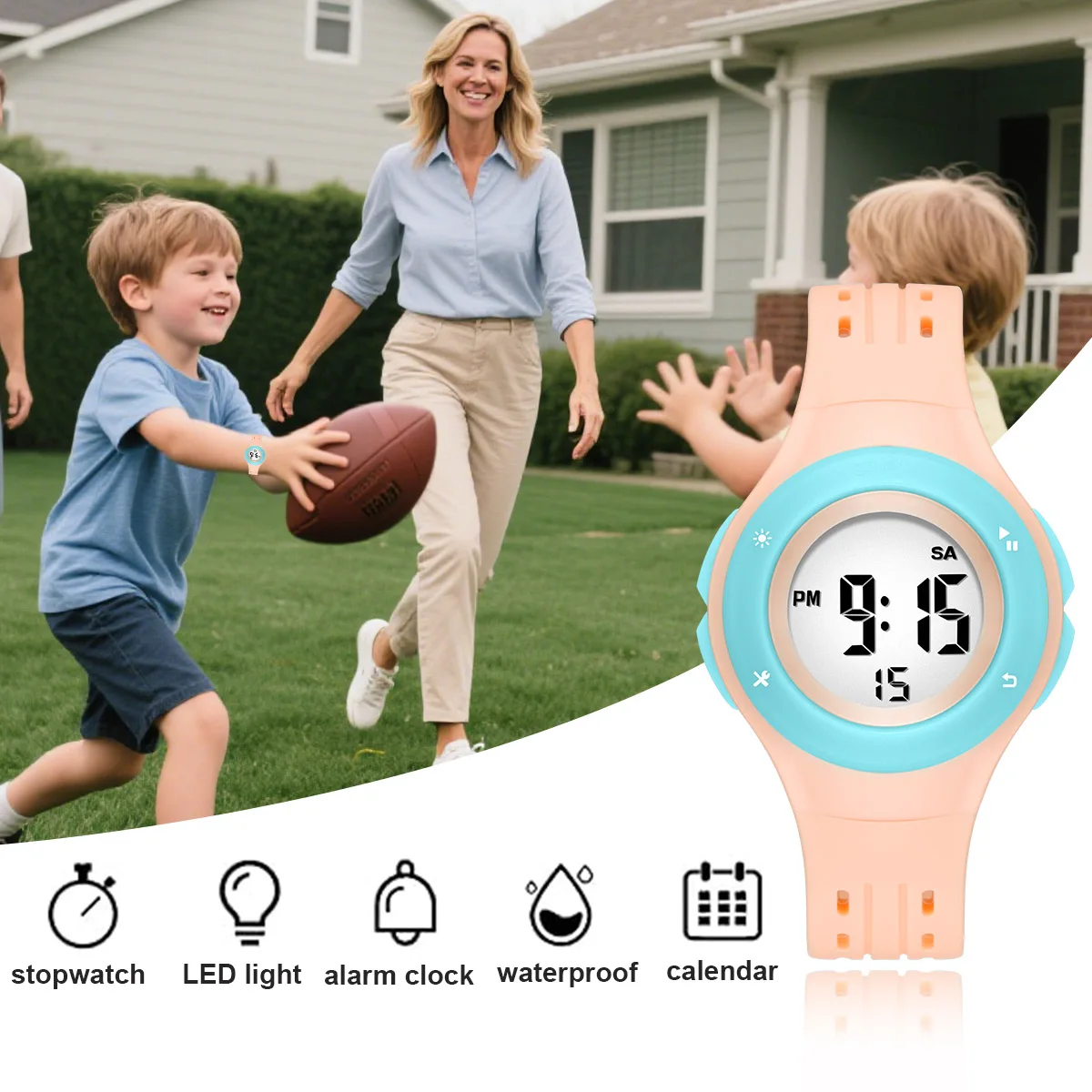 READ Kids Digital Wrist Watch | Silicone Resin Band | LED Backlight | Alarm Stopwatch Calendar | 30M Daily Water Resistant