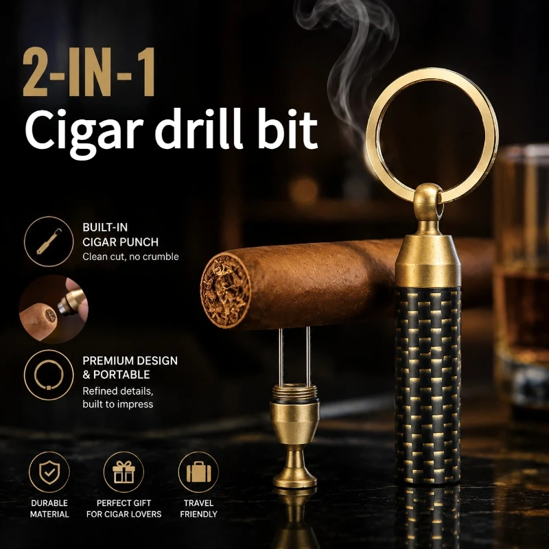 HONEST Brass 2-in-1 Cigar Keychain Cigar Accessories 8.5mm Cigar Knife and  Needle Holder Outdoor Portable Lighters Smoking Gift
