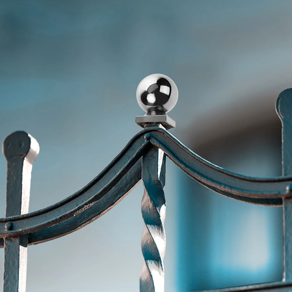 

2 Pcs Stainless Steel Ball Fence Post Cap Silver 304 Decorative Hand Railing Balls