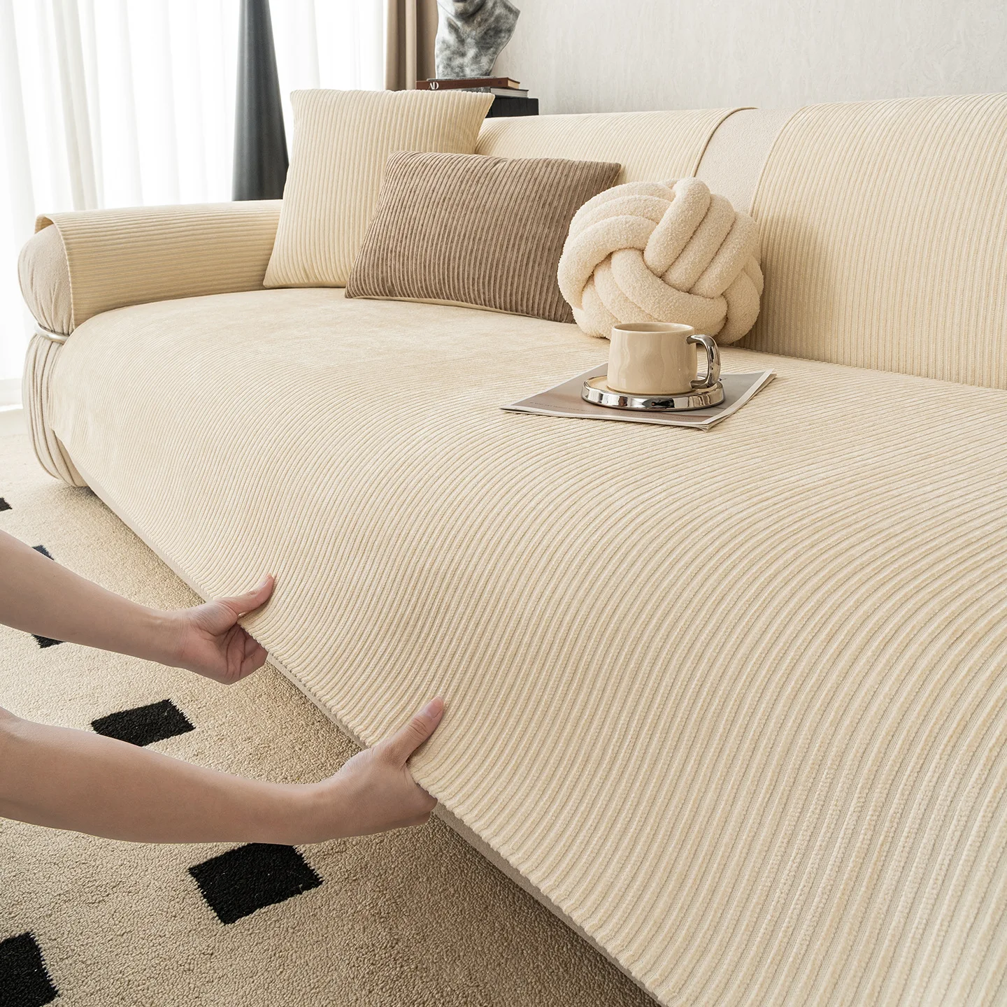 

New Autumn Winter Chenille Sofa Cushion Nordic Style One Piece Non Slip Sofa Cover Thick Seat Cushion