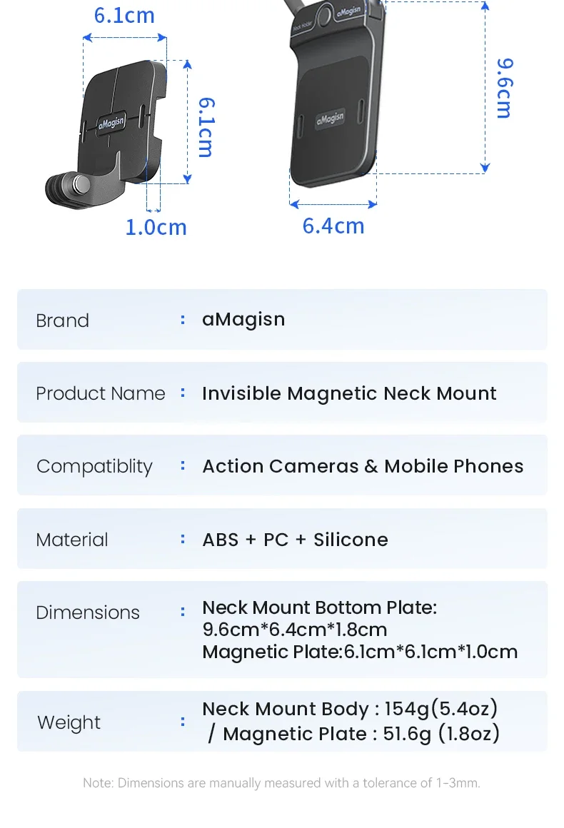 aMagisn Unsichtbare Magnetische Nackenhalterung, POV Nackenhalterung für Gopro / DJI Pocket 4 / Insta360 Ace, Luna Ultra Zubehör – Detail 28