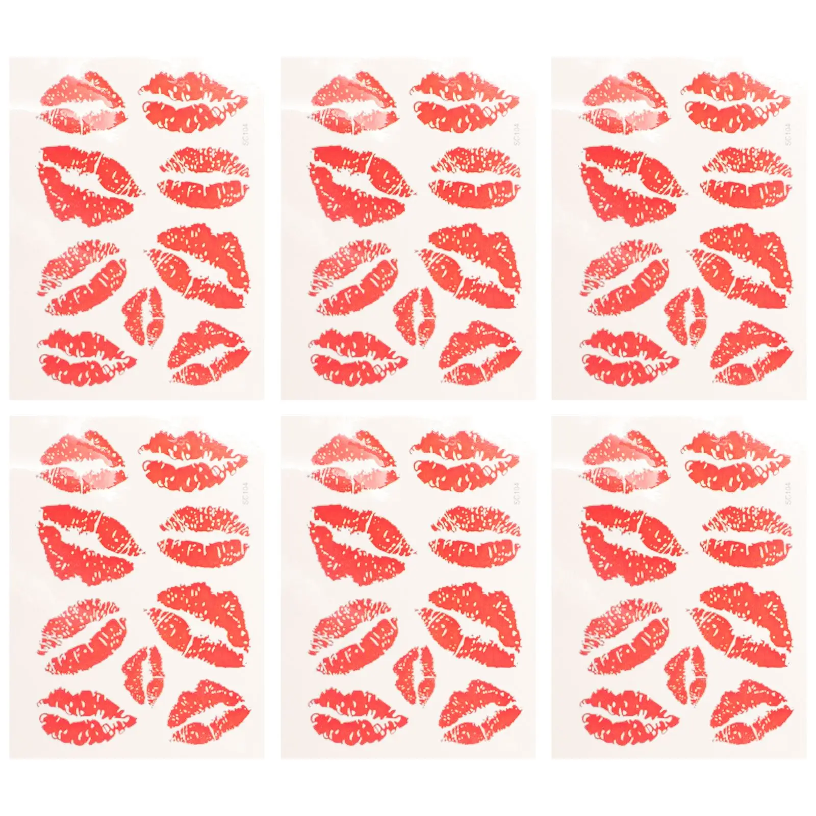 6Pcs Red Lips Waterproof Temporary Tattoo for Neck and Arm, Long-Lasting, Realistic Fake Tattoo for Men and Women