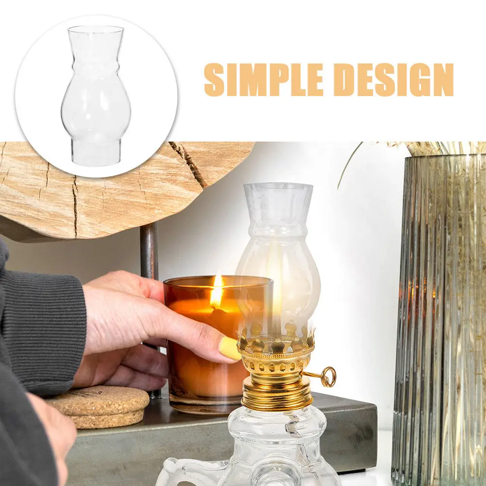 2Pcs Vintage Oil Lamp Shade Glass Replacement Clear Lamp Chimney Cover Parts Accessories for Portable Lantern