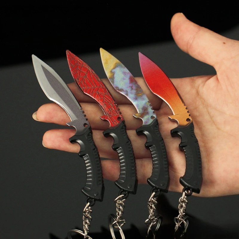 Mini llaveros de daga de Nepal de 10cm/3,93 pulgadas, juegos, arma periférica, modelo carmesí Web, caja colgante de Metal, cuchillo de apertura, juguetes para niños, regalos