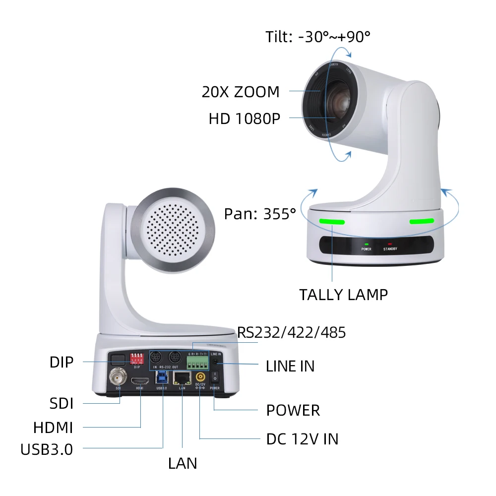 JJTS KATO Usb Ptz 20 X Zoom Conference Room Camera POE SDI HDMI IP Video Conference Ptz Ndi Camera