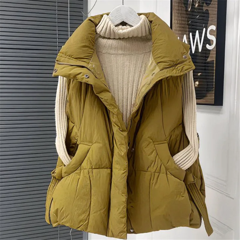 

Fat mm Women's Down Cotton Vest Coat 2025 Autumn Winter New Female Temperament Joker Tank Majia Jacket Sports Casual Overcoat