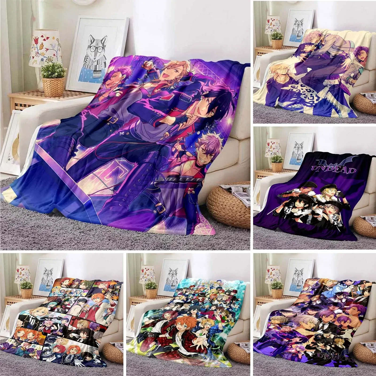 Cartoon children's warm blanket Idol Fantasy Festival UNDEAD group printed blanket Microfiber Fluffy Blanket