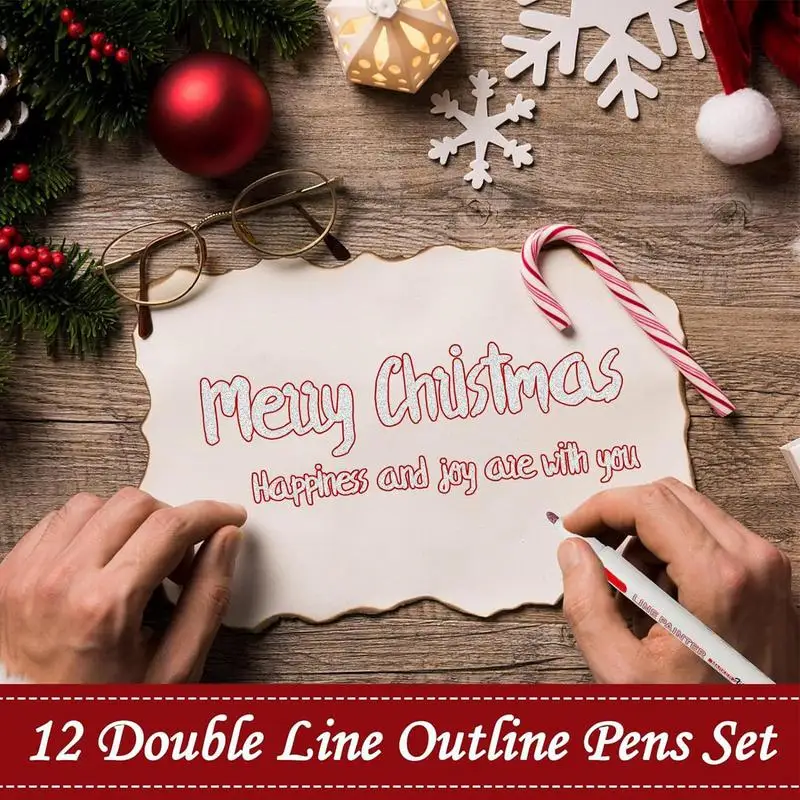 12 Colors Outline Markers Self Double Line Self Outline Shimmer Markers For Scrapbook Making Easter Eggs Art Crafts For Kids