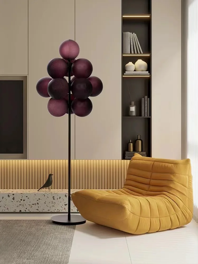 Modern LED Floor Lamp Creative Grape Shaped Art Decoration Living Room Dining Room Bedroom Sofa Corner Decoration Indoor Lightin