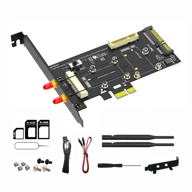 

2 в 1 Mini PCIE TO MSATA SATA3 Адаптерная карта для расширения компьютерного соединения 601F