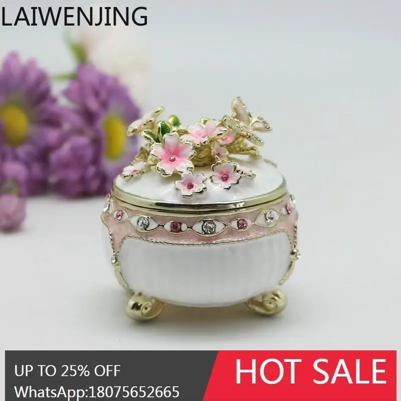 

MJY Enamel Alloy Crafts Cherry Blossom Iron Art Jewelry Storage Box Decoration