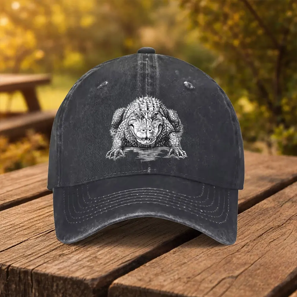 1pc Menacing Crocodile Pattern Printed Baseball Cap, Unisex Fashion Duckbill Hat Suitable for Outdoor Sports Fitness Travel And