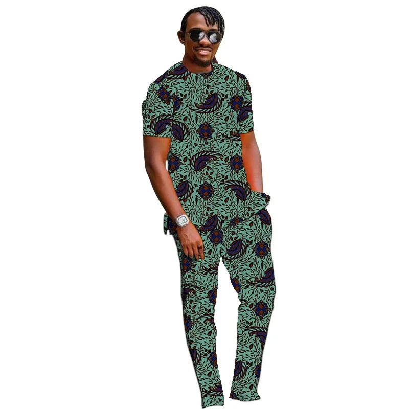 Summer Tracksuit Sets Oversized Short Sleeve T Shirt Trousers Fashion Design African 2 Piece Men Suit Casual Street Wear