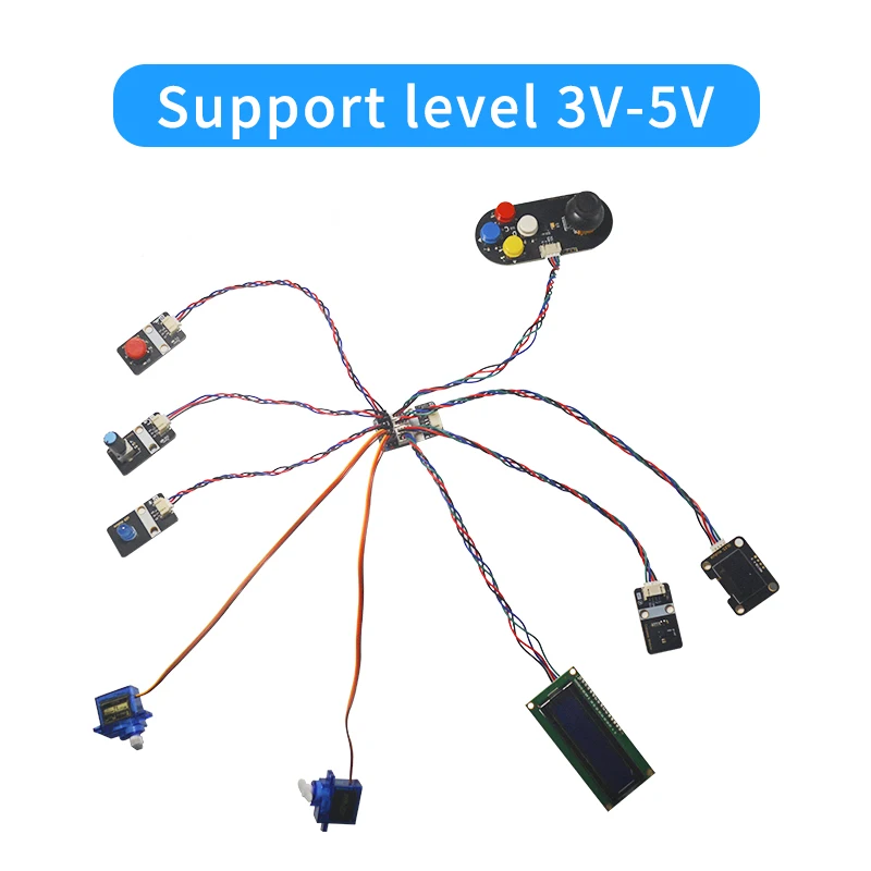 لوحة توسيع ADC GPIO 4 في 1 I2C ذات 8 قنوات PWM متوافقة مع Arduino/Raspberry Pi/Microbit