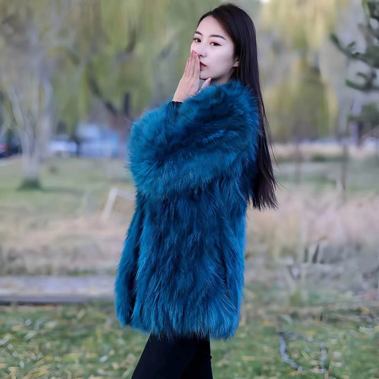 Real Fox Fur Coat for Women, O-Neck, Open Stitch, Thick Warm Overcoat, Long Jacket, Female Clothing, High Quality, New, Winter